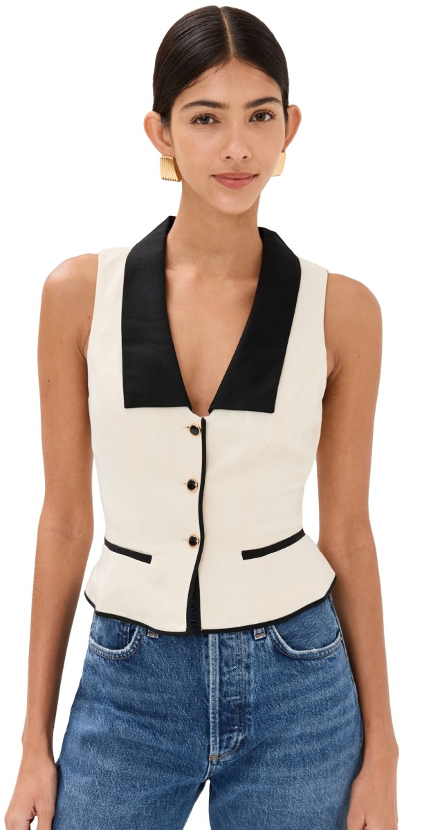 Reformation Reba Top Sugar and Black