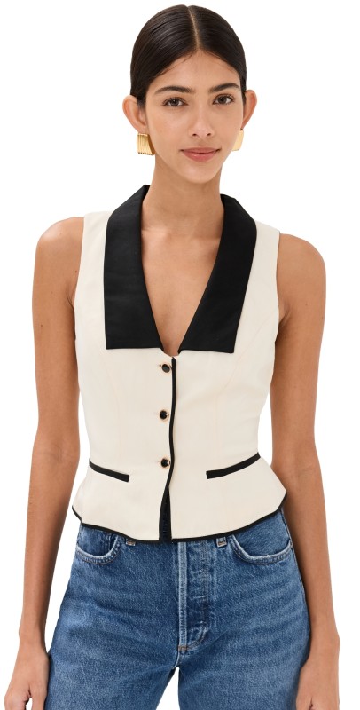 Reformation Reba Top Sugar and Black