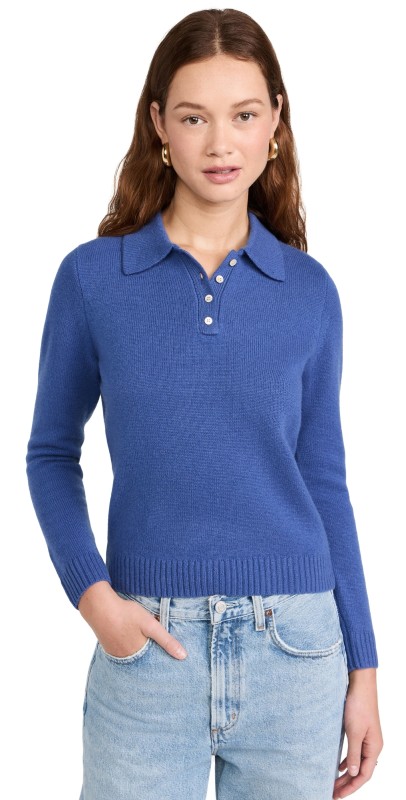 Alex Mill Cashmere Alice Polo Sweater Infinity Blue