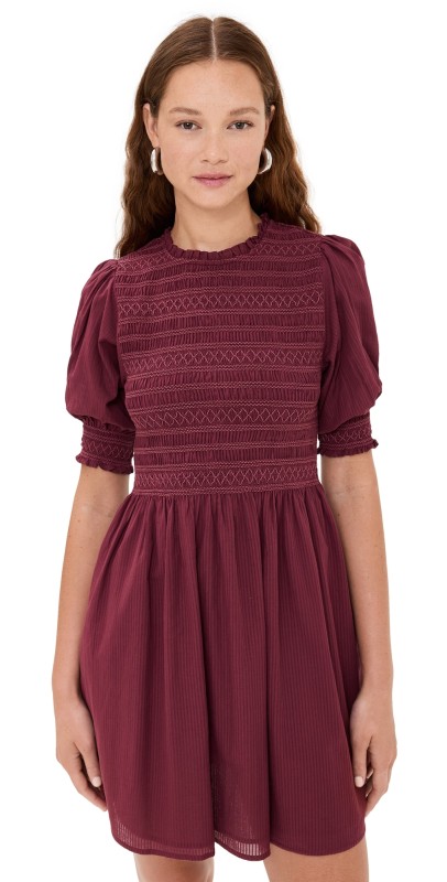 Hill House Home The Vivi Nap Dress Burgundy Shadow Stripe
