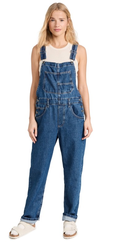 Free People Ziggy Denim Overalls Sapphire Blue