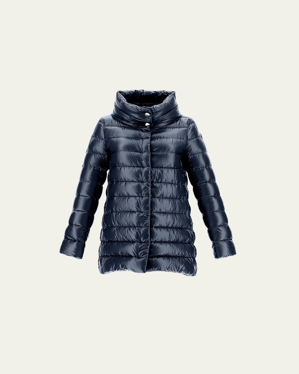 Ribbed High-Low Down Puffer Jacket