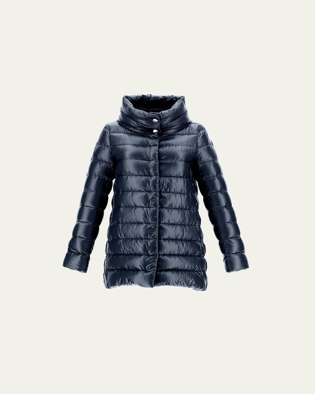 Ribbed High-Low Down Puffer Jacket