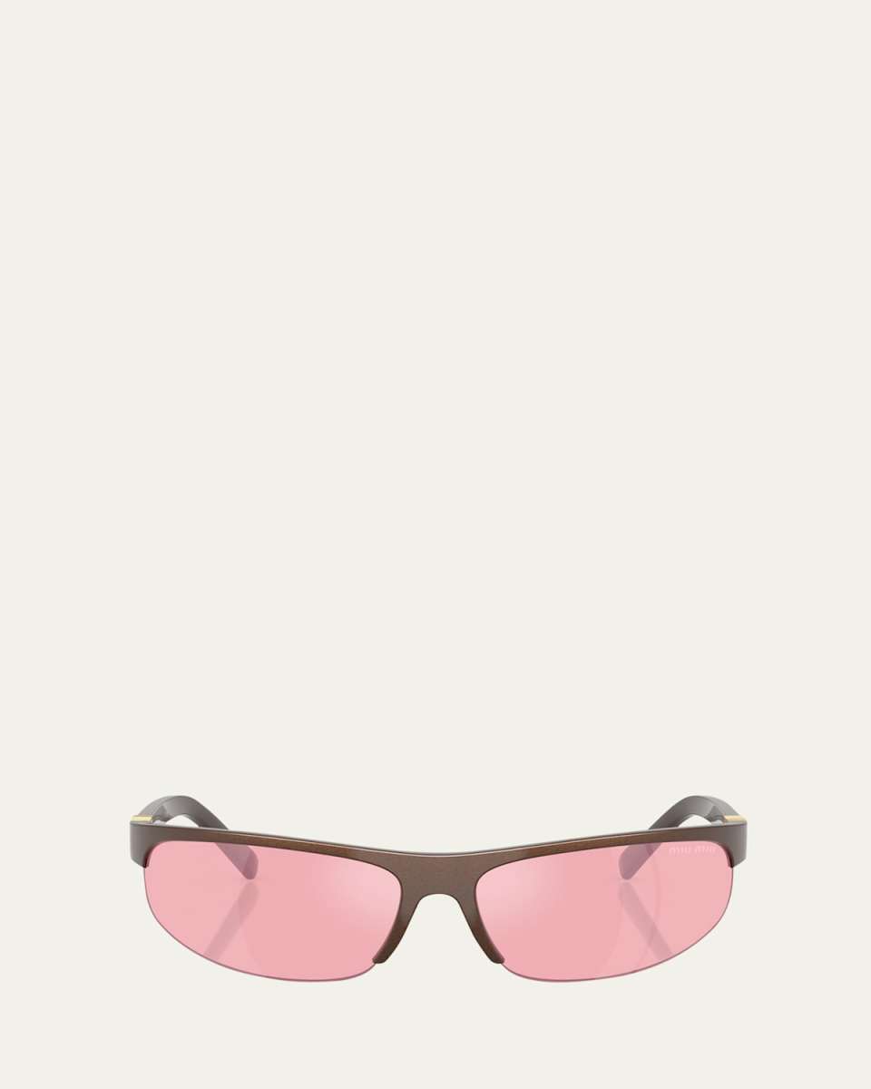 A02S Semi-Rimless Oval Plastic Sunglasses