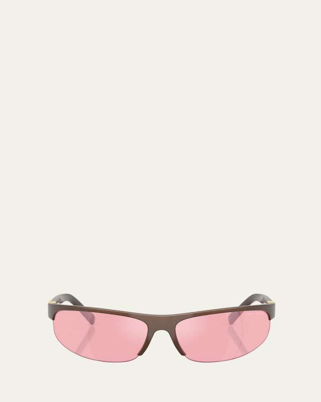 A02S Semi-Rimless Oval Plastic Sunglasses