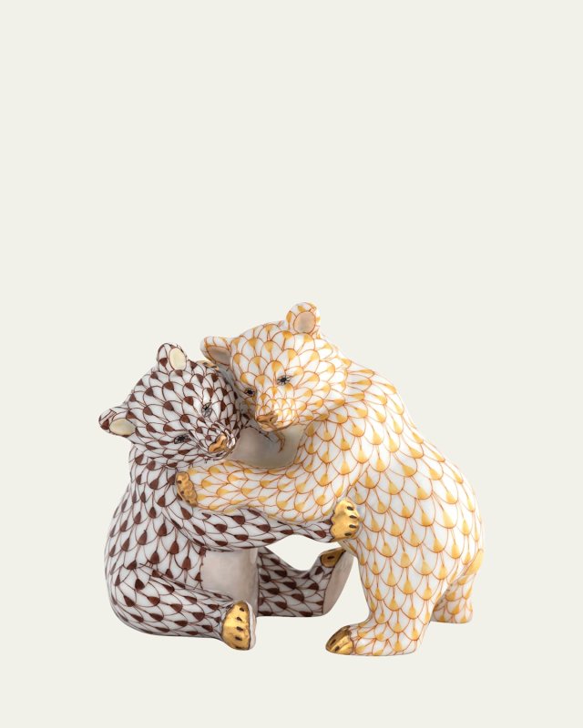 Bear Hug Figurine, Chocolate and Butterscotch