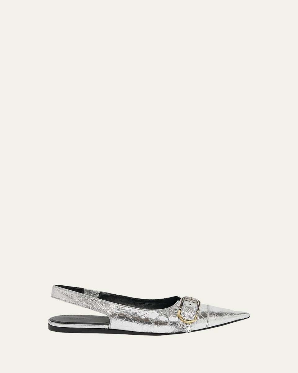Voyou Metallic Buckle Slingback Ballerina Flats