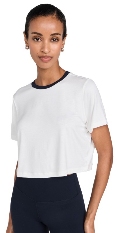Splits59 Djuna Crop Ringer Tee White/Indigo