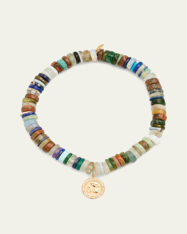 Rainbow Heishi Bead Bracelet with Luck and Protection Coin