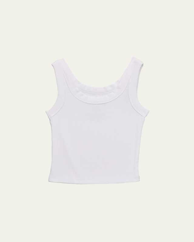 Girl's Tween Longer Ribbed Cropped Tank Top, Size S-