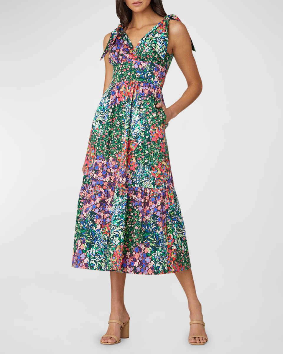 Felda Floral-Print Empire Midi Dress