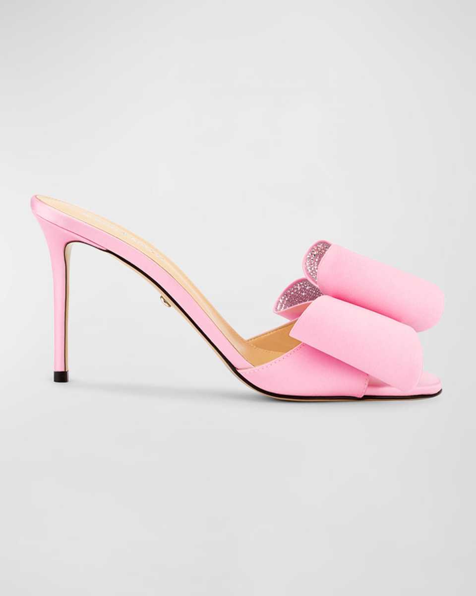 Cadeau Embellished Bow Satin Mule Pumps