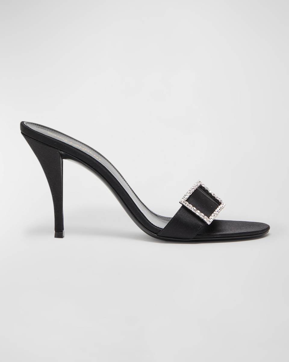 Simone Satin Buckle Mules