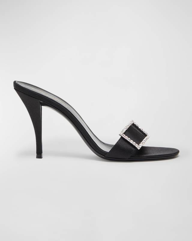 Simone Satin Buckle Mules