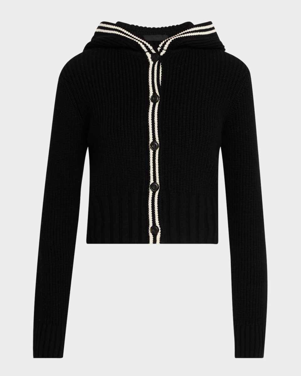 Merino Wool-Blend Hooded Cardigan