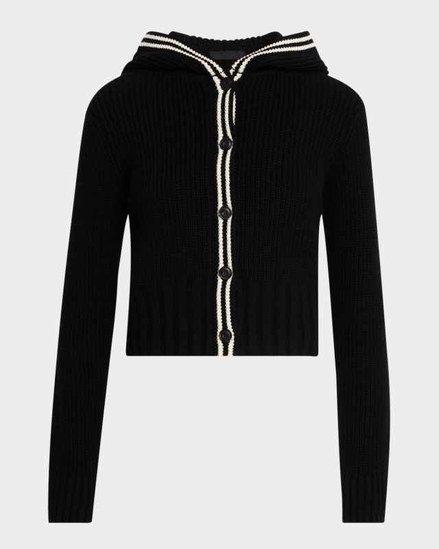 Merino Wool-Blend Hooded Cardigan