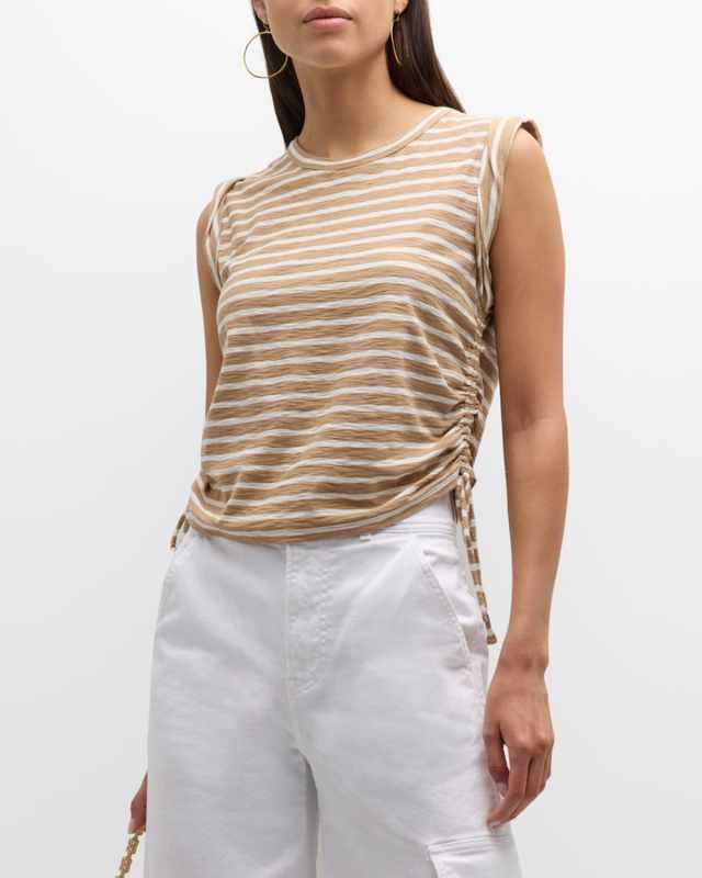 Vinci Striped Drawstring Top