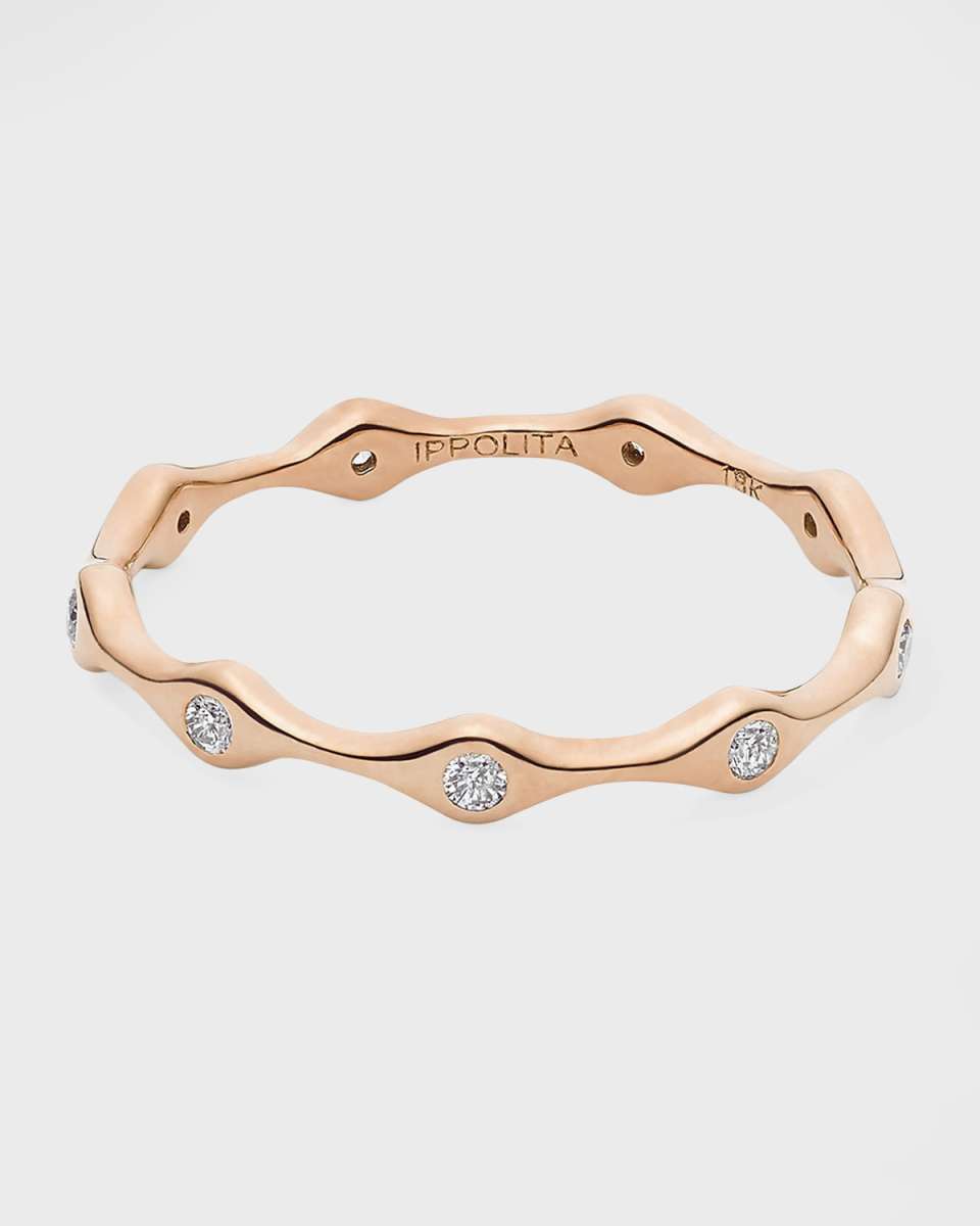 Starlight 18K Rose Gold Diamond 9-Station Skinny Band Ring, Size 7