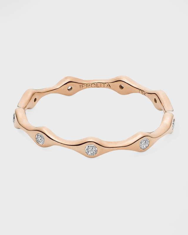 Starlight 18K Rose Gold Diamond 9-Station Skinny Band Ring, Size 7