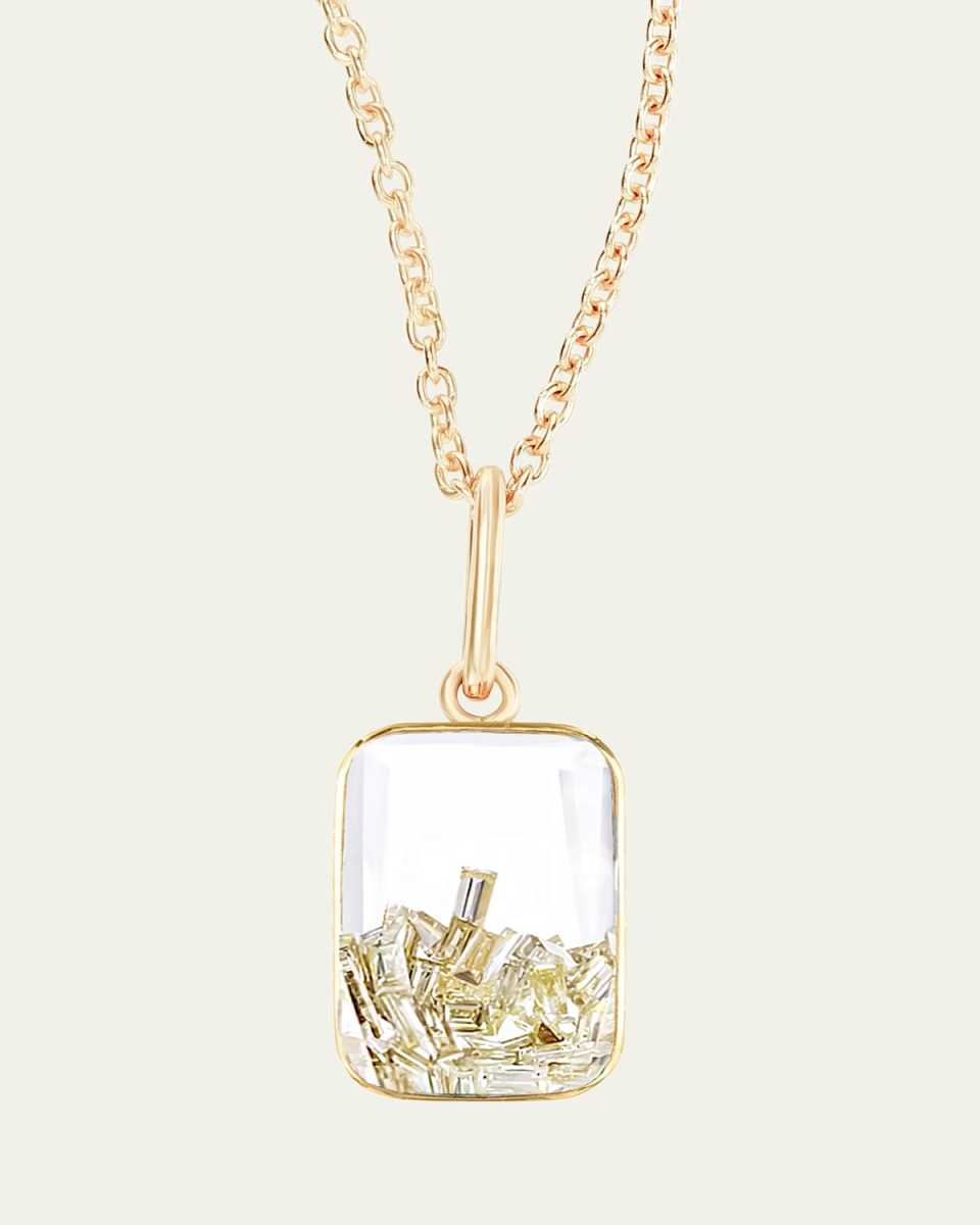 18K Yellow Gold Ten Fourteen Yellow Diamond Kaleidoscope Shaker Petite Pendant Necklace