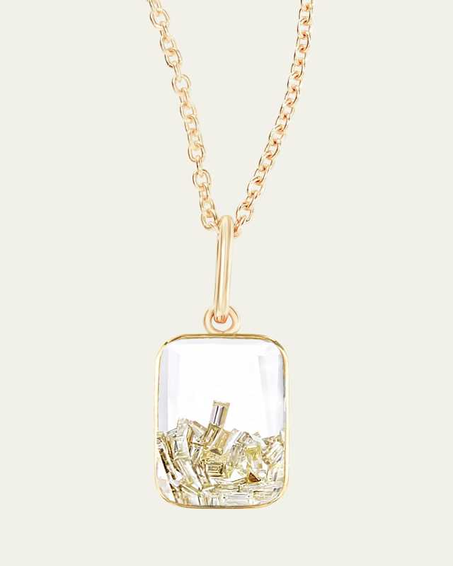 18K Yellow Gold Ten Fourteen Yellow Diamond Kaleidoscope Shaker Petite Pendant Necklace
