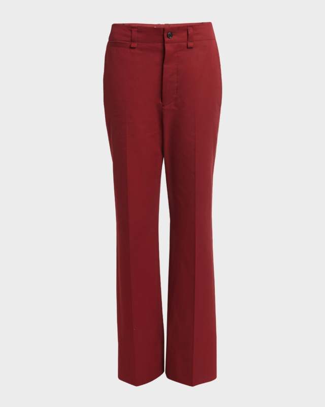 Mid-Rise Straight-Leg Cotton Pants