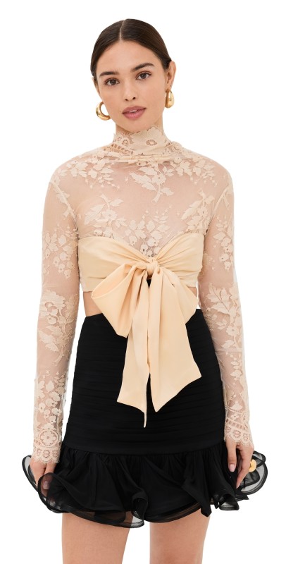 Zimmermann Illustration Flounce Mini Dress Tea/Black