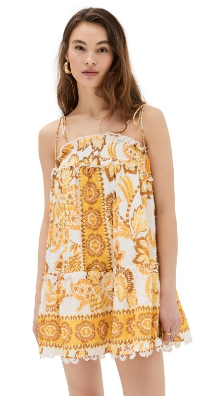 FARM Rio Aura Floral Off White Mini Dress Aura Floral Off-White