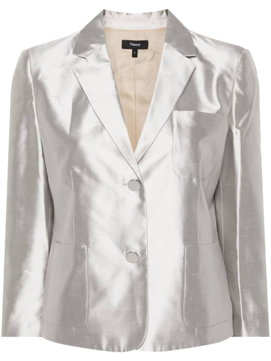 shantung single-breasted blazer