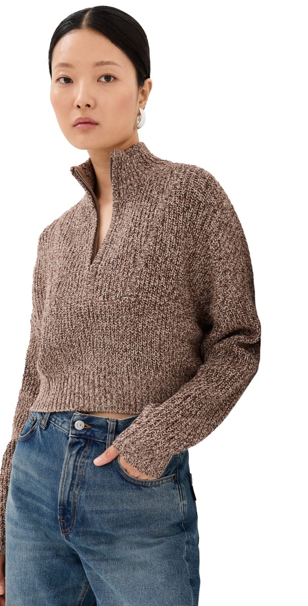 STAUD Cropped Hampton Sweater Melange