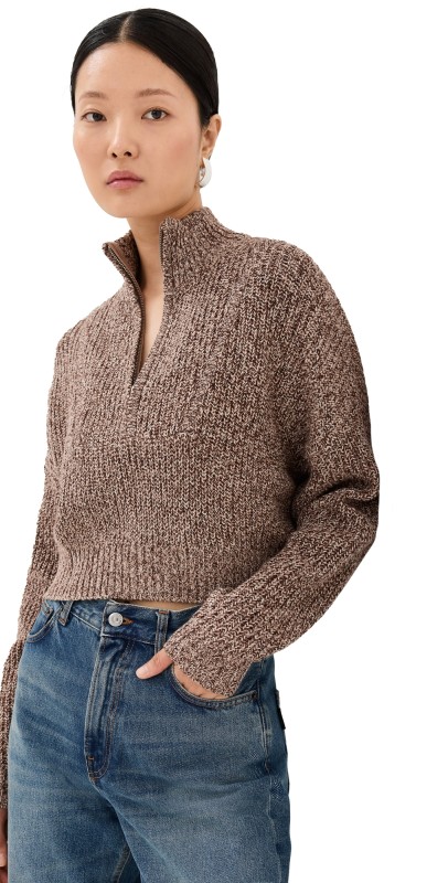 STAUD Cropped Hampton Sweater Melange
