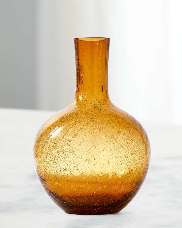 Crackled Glass Ball Body Vase - 12.6"