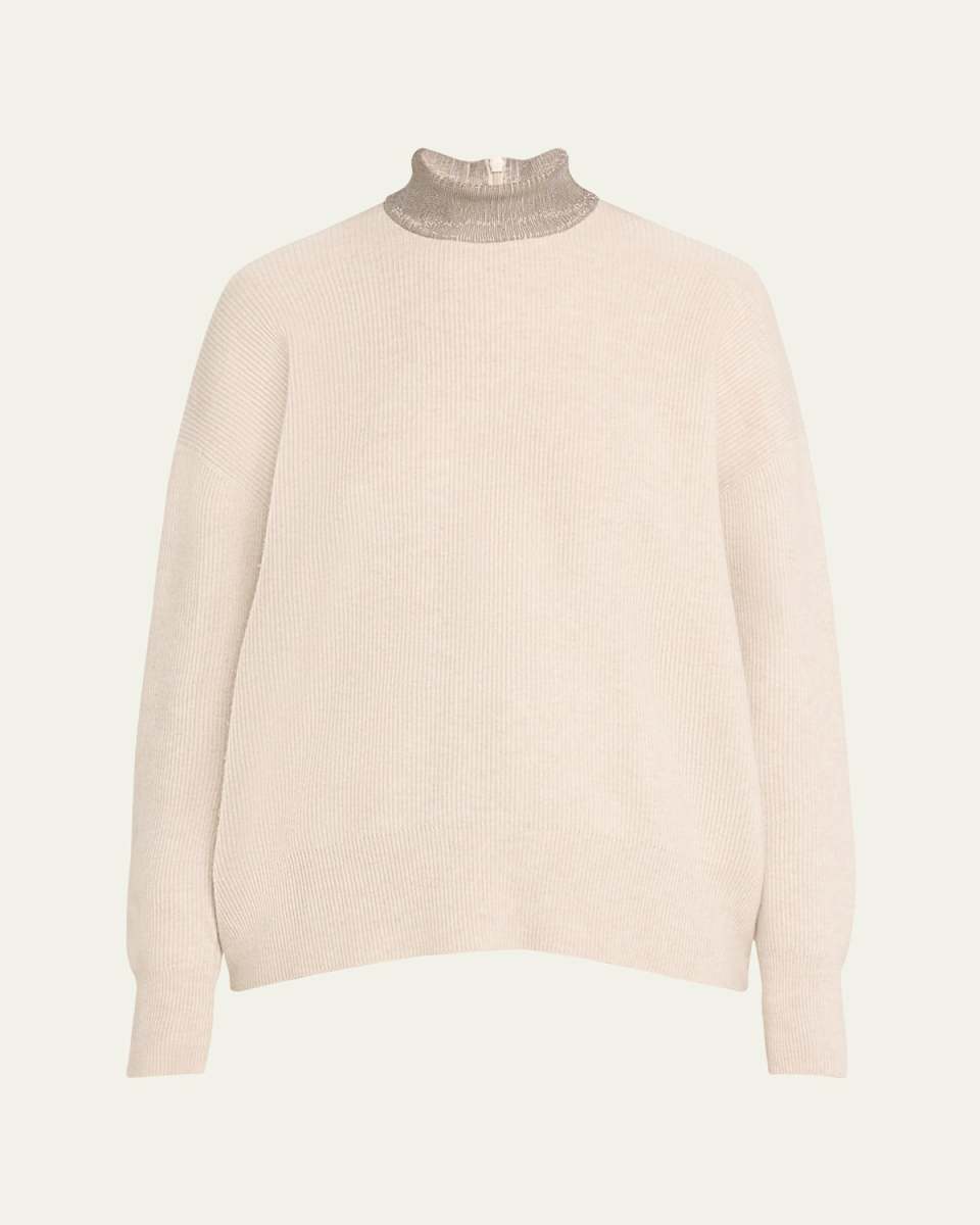 Monili Mock-Neck Cashmere Ribbed Sweater
