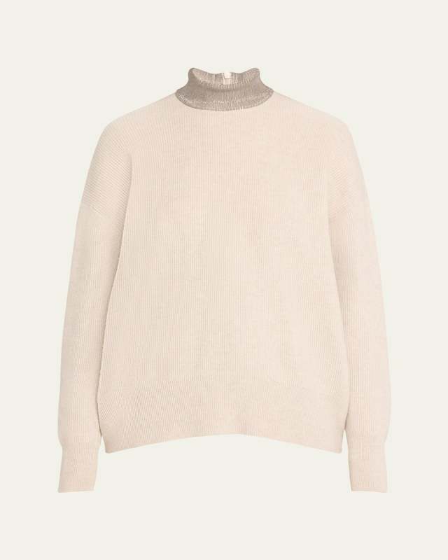 Monili Mock-Neck Cashmere Ribbed Sweater