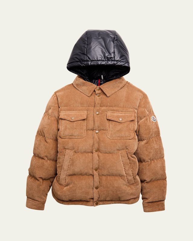 Boy's Giusto Corduroy Puffer Shirt Jacket, Size 8-