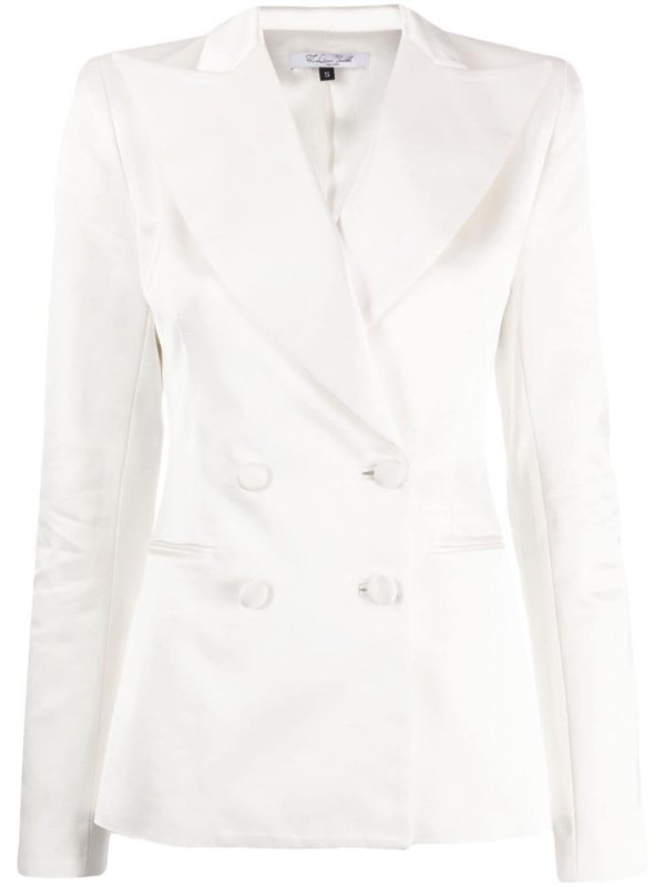 double-breasted silk-satin blazer