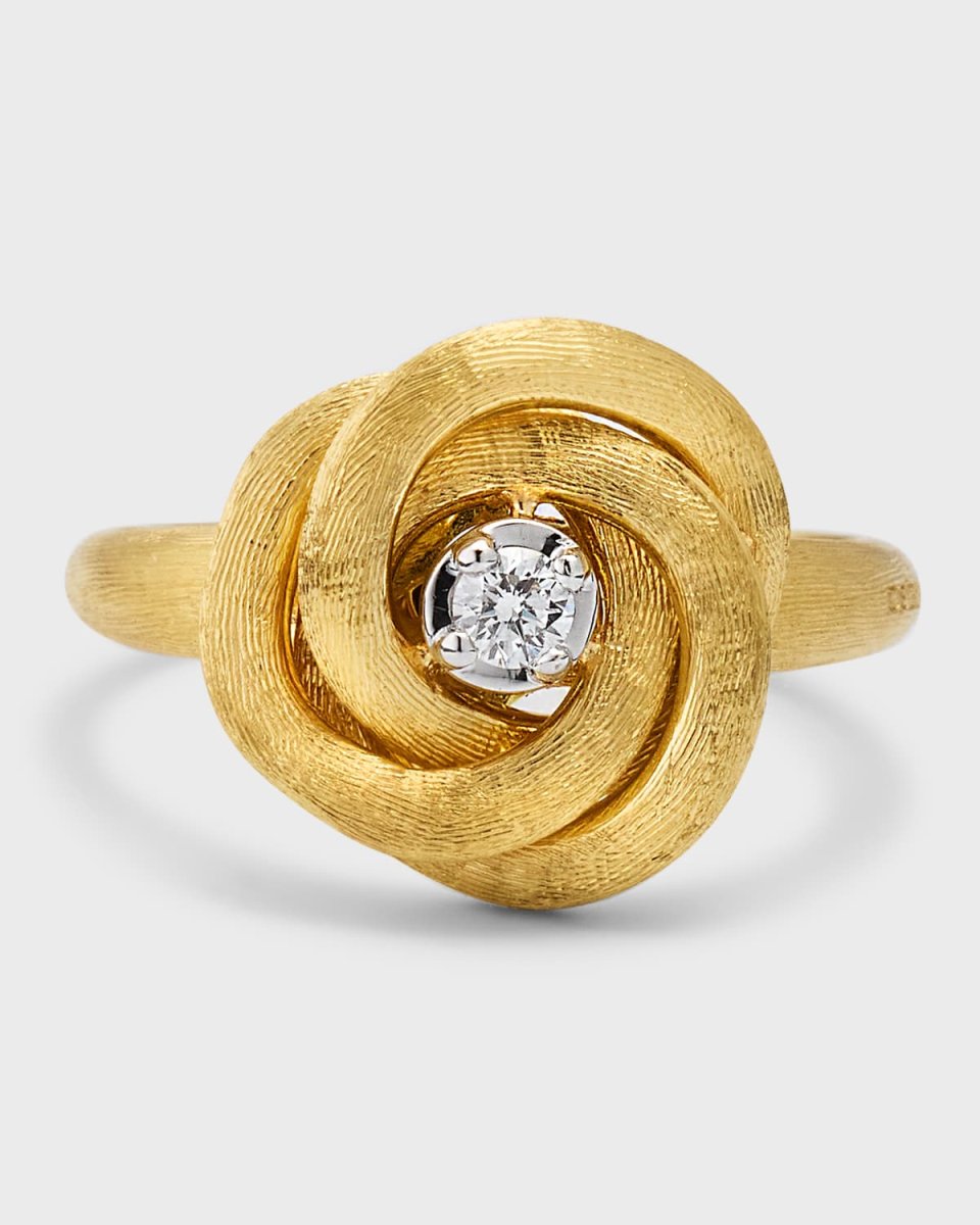 Jaipur Link 18K Yellow Gold Ring with Diamonds, Size 7