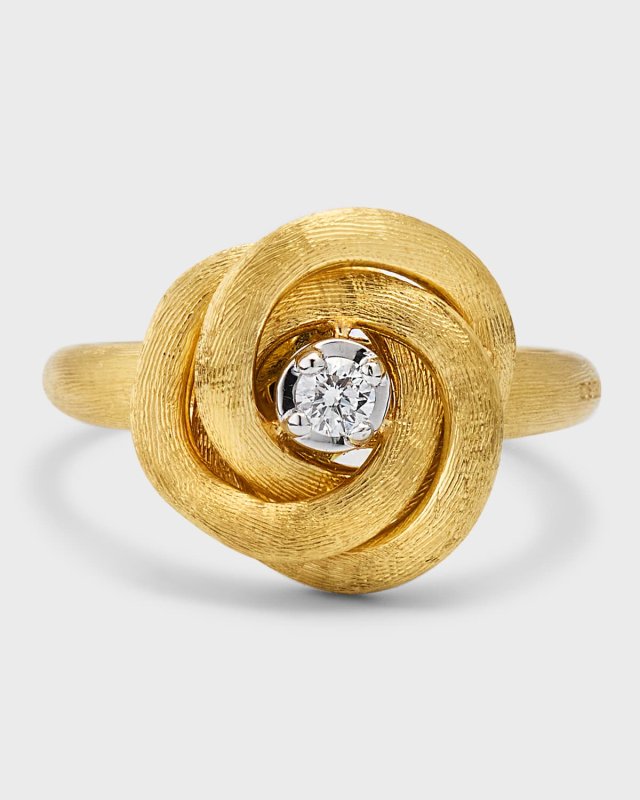 Jaipur Link 18K Yellow Gold Ring with Diamonds, Size 7