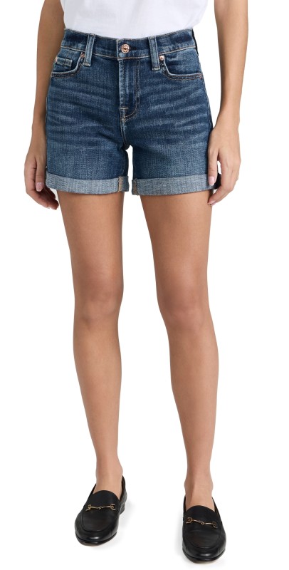 7 For All Mankind Mid Roll Shorts Brnk Twill Vnt