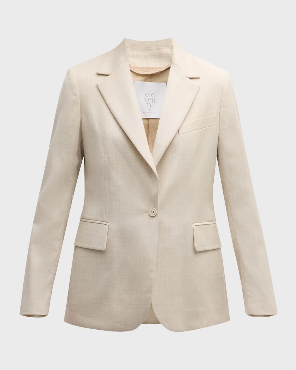 Single-Button Wool-Blend Blazer