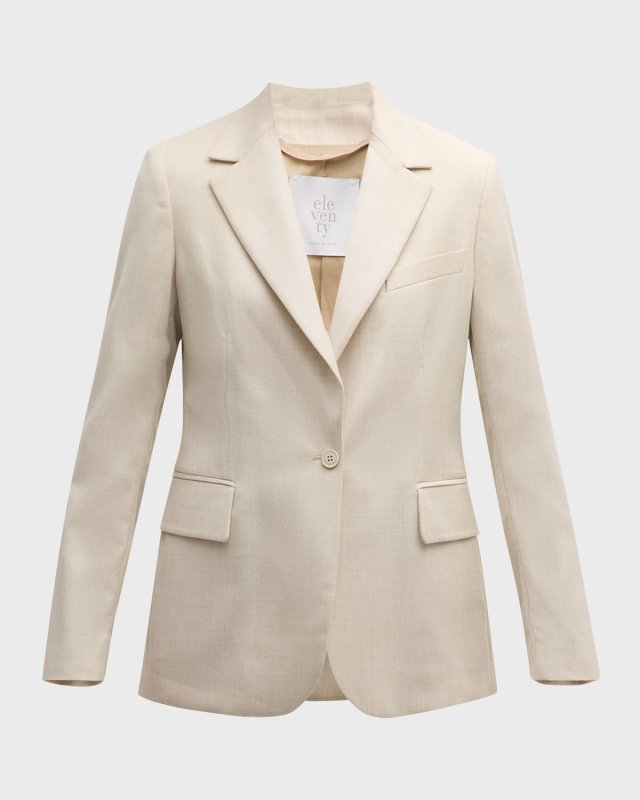 Single-Button Wool-Blend Blazer