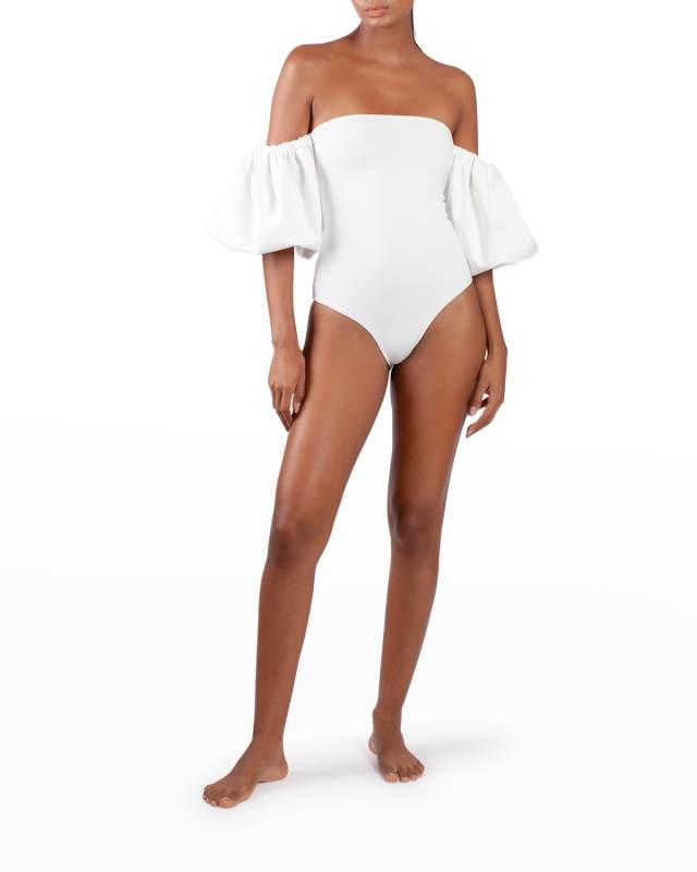 Theo Blouson-Sleeve One-Piece Swimsuit