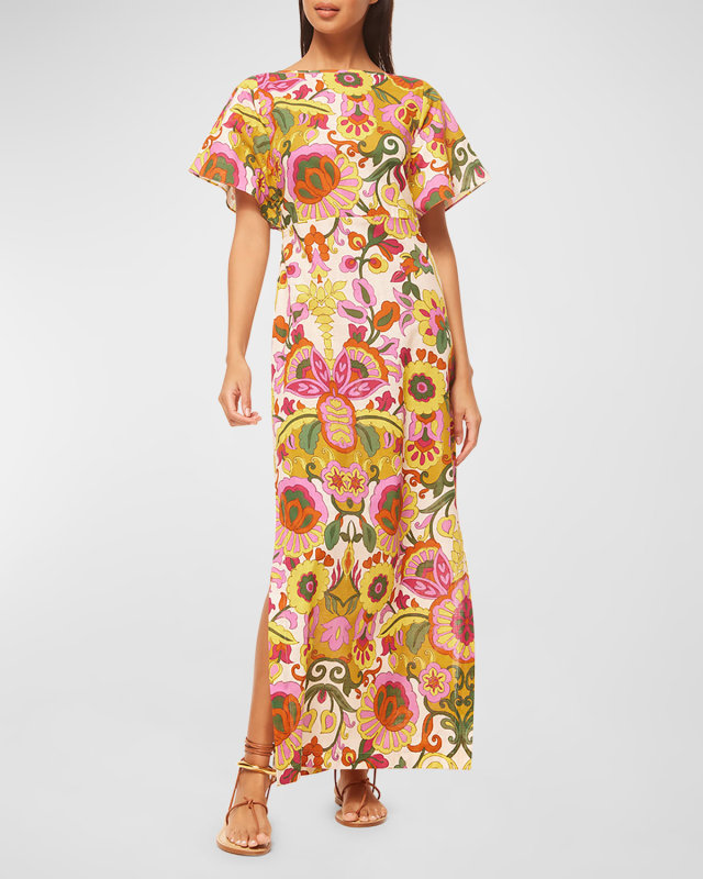 Lalita Low-Back Floral Cotton Maxi Dress