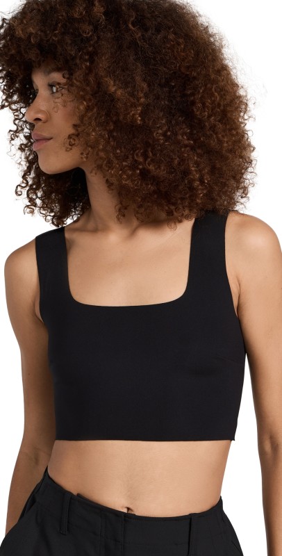 Commando Neoprene Square Neck Crop Top Black