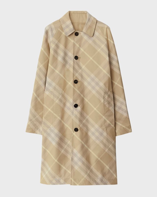 Reversible Check Print Trench Coat