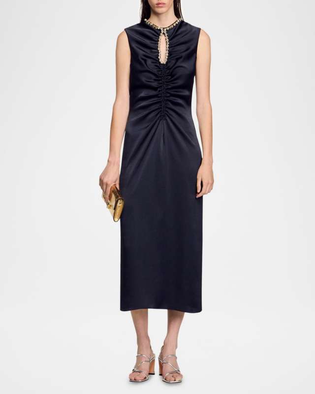 Iceberg Embellished Satin Midi Dress