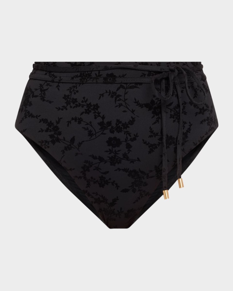 Wylie Textured High-Waist Bikini Bottoms