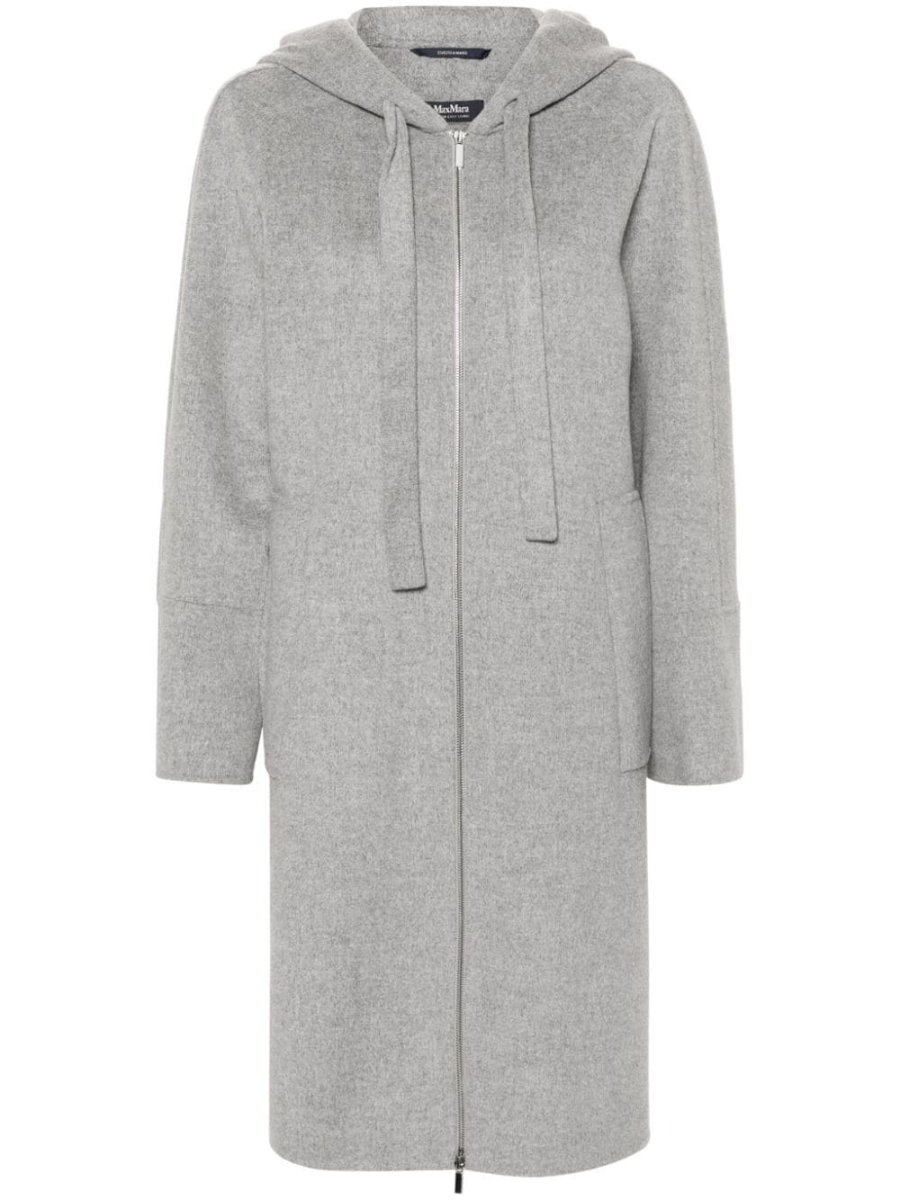 virgin wool hooded coat