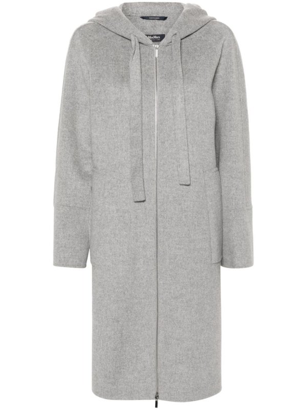 virgin wool hooded coat