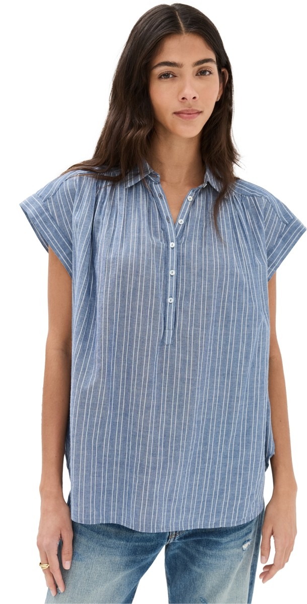 Nili Lotan Normandy Blouse Navy/Ivory Stripe